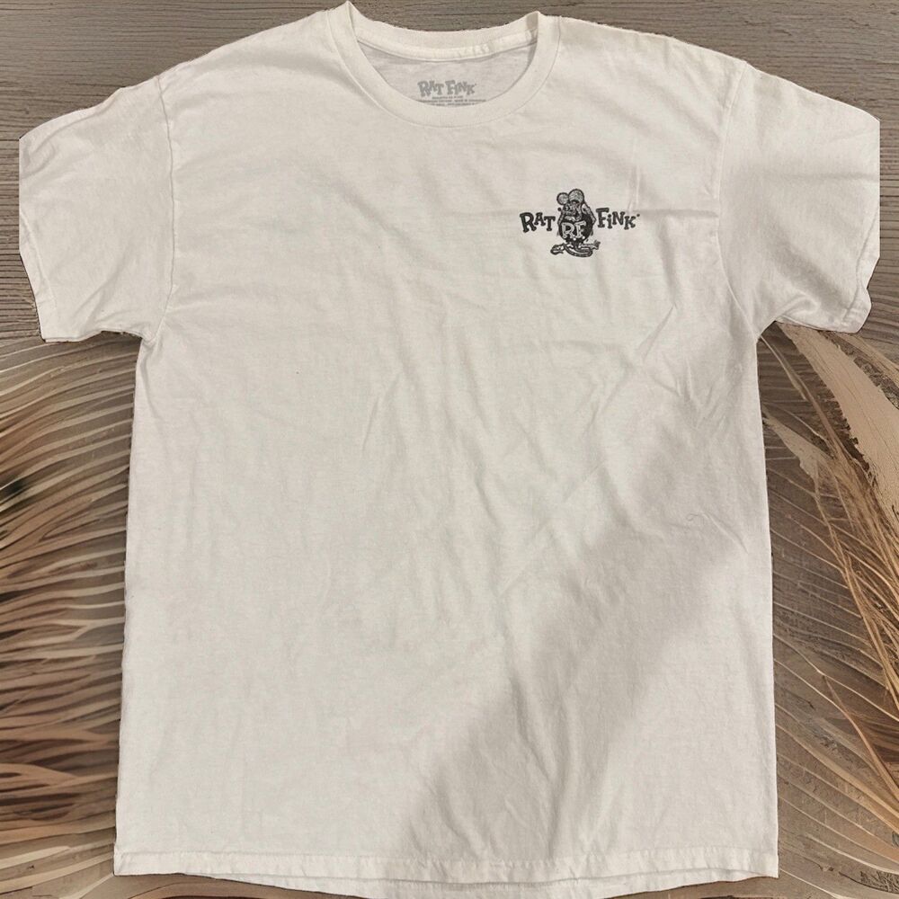 Rat Fink Big Daddy Roth Tshirt Size Large White Front/Back Graphic GUC